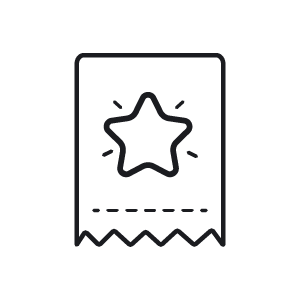 a receipt which is torn at the bottom with a star on it